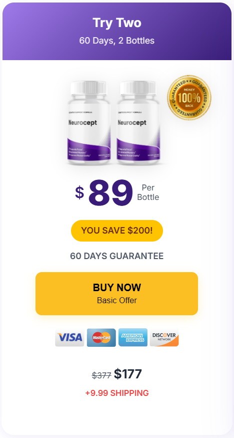 Neurocept memory and focus supplement bottle