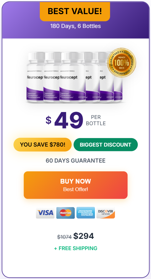 Neurocept 6 bottle package - memory and focus support